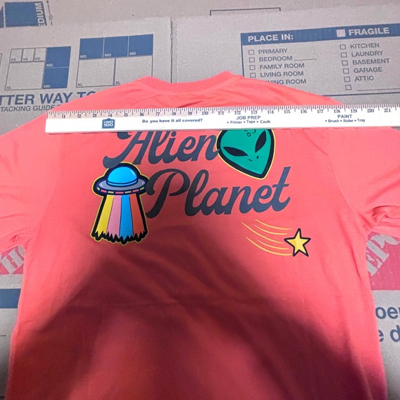 Graphic‎ Tee Coral Pink Alien Planet T Shirt Men's Size XS - Picture 10 of 10